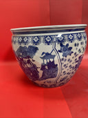 16" Ladies Blue & White Porcelain Fishbowl