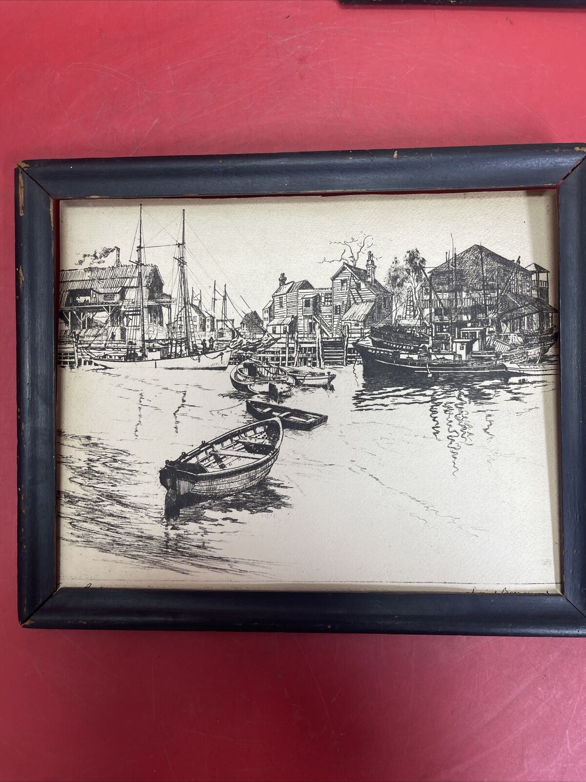 vintage Lionel Barrymore Etchings: “San Pedro“ & “Quiet Waters“