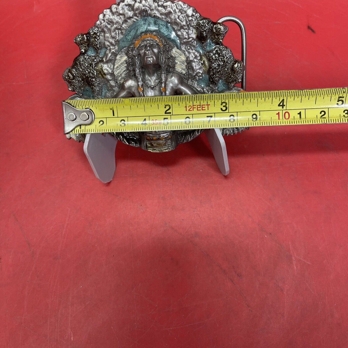 vintage 1981 belt buckle NATIVE AMERICAN indian chief SISKIYOU bergamot western