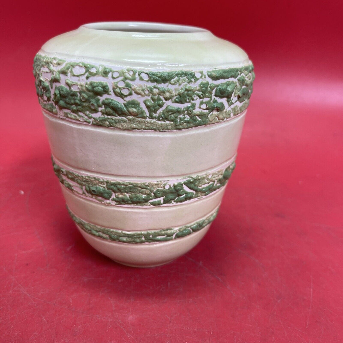 Vintage  Porcelain Green Vase 5”