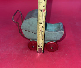 Antique Toy Minature Wood Doll Buggy