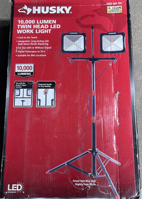 Husky 10,000-Lumen Twin-Head LED Work Light w/ Tripod 1003 989 701 K40189