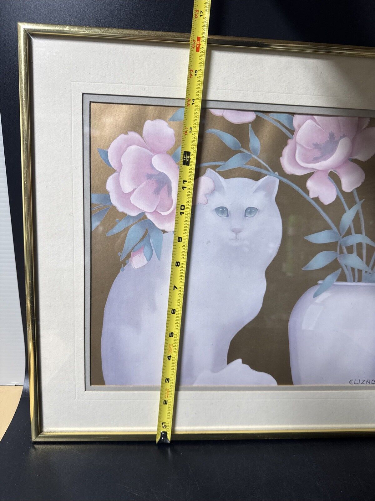 Vintage Cat Print by Elizabeth Brownd in Frame