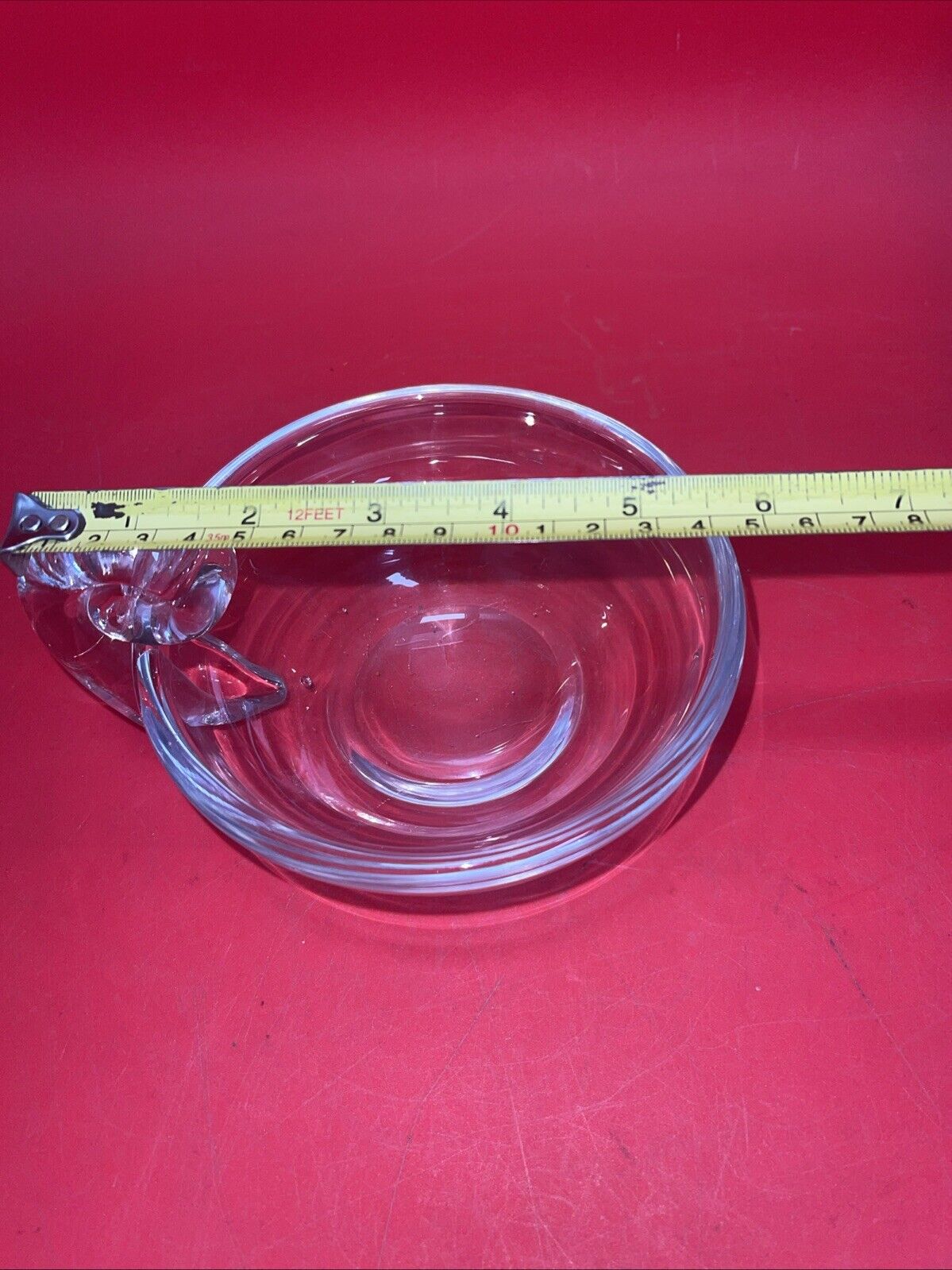 Vtg Steuben Style Clear Glass Snail Handle 6 in. Bowl