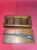 Vintage Folk Art Wood Box With Rifle & Ammo wood