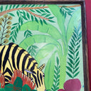 Haitian Jungle Art ,Artist M. Mirvil Brilliant Colors Signed Framed 16Hx20w