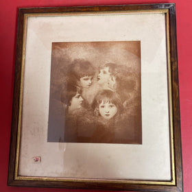 Vintage Antique Small Framed Print Angels Cherub Children Wall Decor Artwork