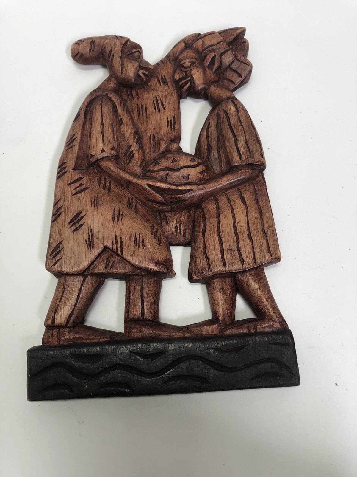 Vintage Hand Carved Unique,  Folk Art Shelf, Wooden