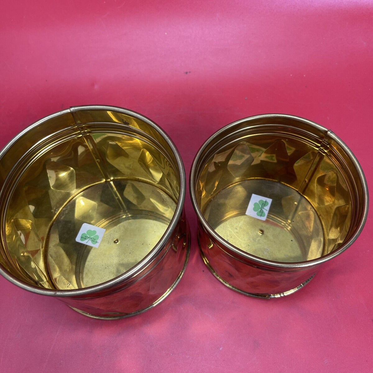 Vintage Fortunoff  Solid Brass Round Flower Pots Set of 2