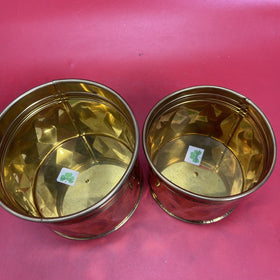Vintage Fortunoff  Solid Brass Round Flower Pots Set of 2