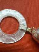 Vintage 1931 Lullaby Sterling Silver Mother of Pearl Teething Rattle Bell