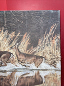 Vintage Deer Painting Print Picture On Fredrix Artist Series Canvas Signed 1988