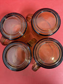 4 Vintage MCM Libbey Tawny Brown Glass Coffee Cups Tea Cups 3.5x3