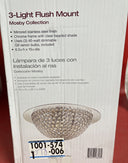 HOME DECRATORS Mosby 15 in. 3-Light Mirrored Flush Mount Clear Crystals