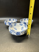 Vintage Otigiri Octagon OMC Japan China Blue White Leaf Rice Bowl/ Set Of 3