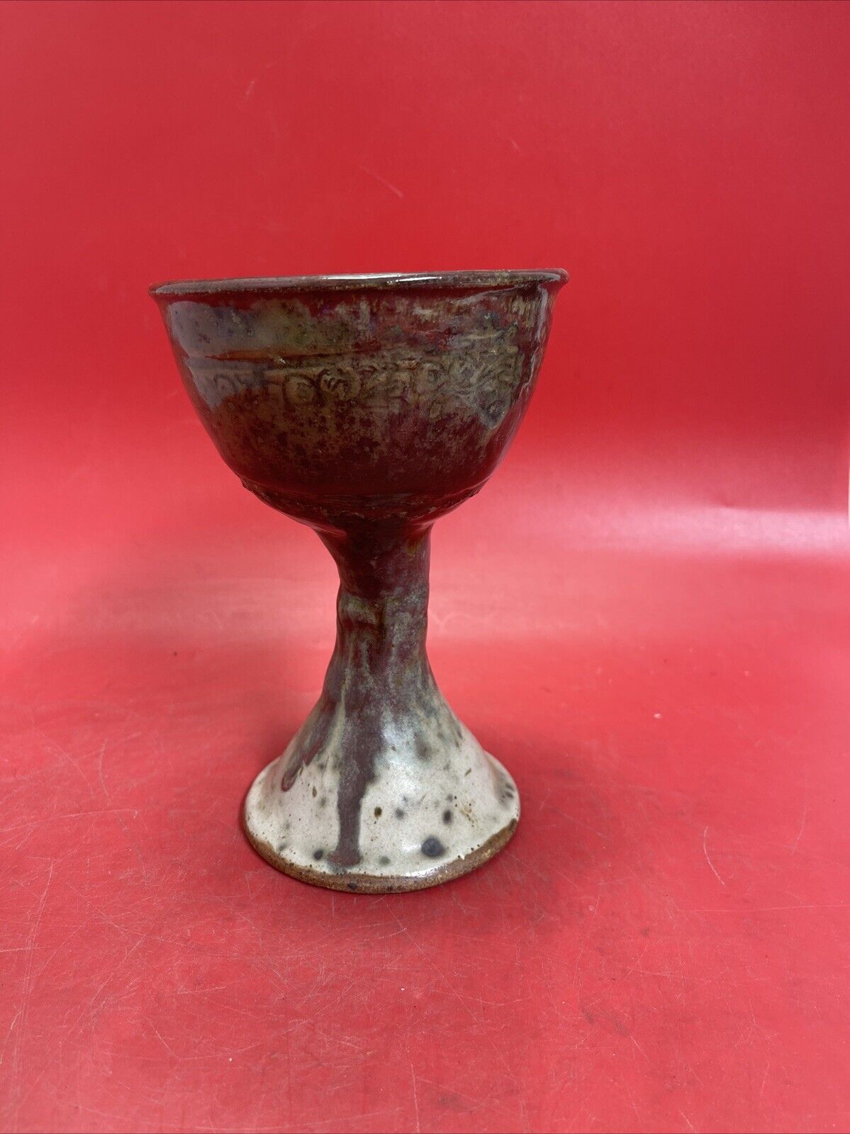 Hand Thrown Art Pottery Chalice 7 3/4in