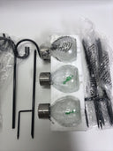 Set of 6 Solar Flickering Flame Lantern Garden Pathway Stakes w/ Shepherds Hooks