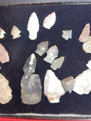 Native American Artifacts Lot 25 w/ Frame Arrowheads Collection 12”x8” Frame #5
