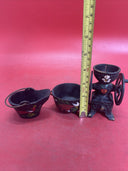 Vintage John Wright Cast Iron Mini Coal Bucket Coffee Cauldron Lot 3