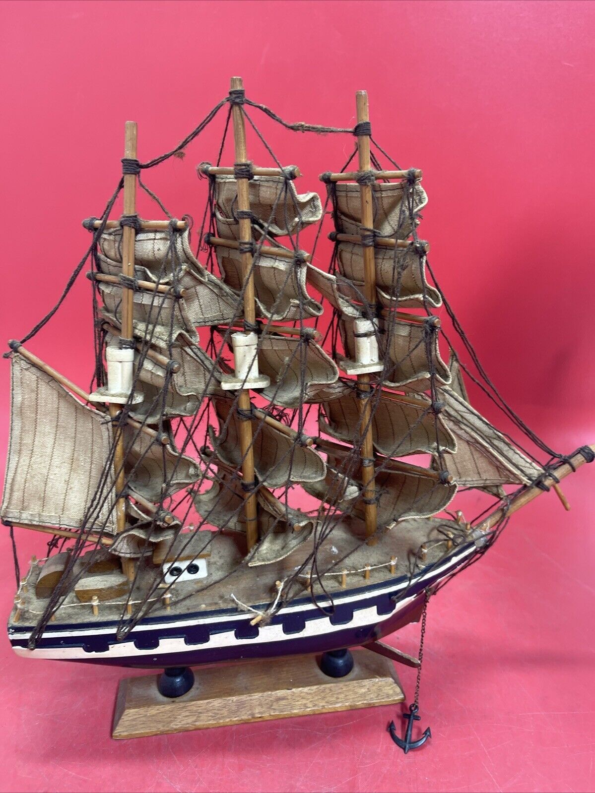 Wooden Ship Model With Anchor