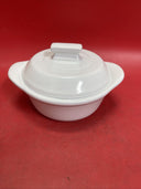 Pampered Chef -  3-Cup - Casserole Dish - White Ceramic - Lid & Dish