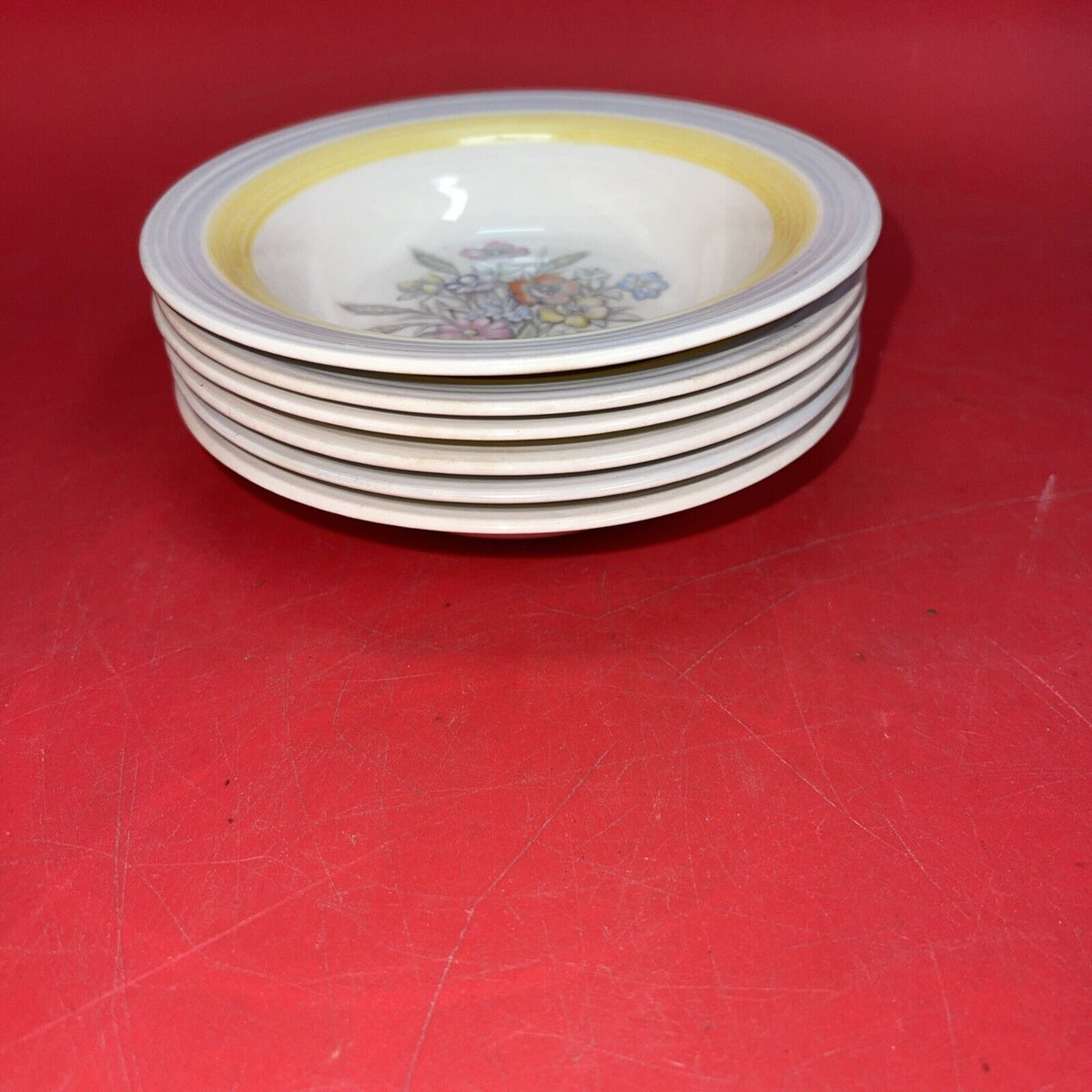 Vintage American Limoges TRIUMPH YELLOW  Dessert Bowl Lot 6 (5.5”)