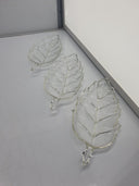 Vintage Set Of 3 Leaf Shaped Clear Glass Relish 