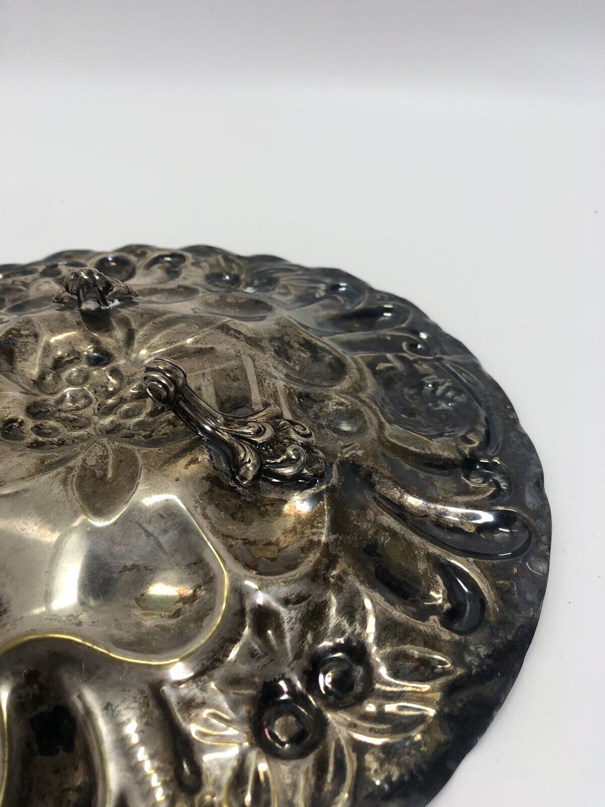 Crosby Silverplate Platter Tray Oval Seashell Scrollwork Edging Embossed