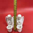 Vintage Pair of Praying Angels Candle Stick Holders Colonial Candle Japan White