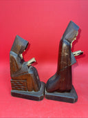 Vintage Carved Wood Statue Wooden Bearded Monk Priest Figure Bible Breviary Set