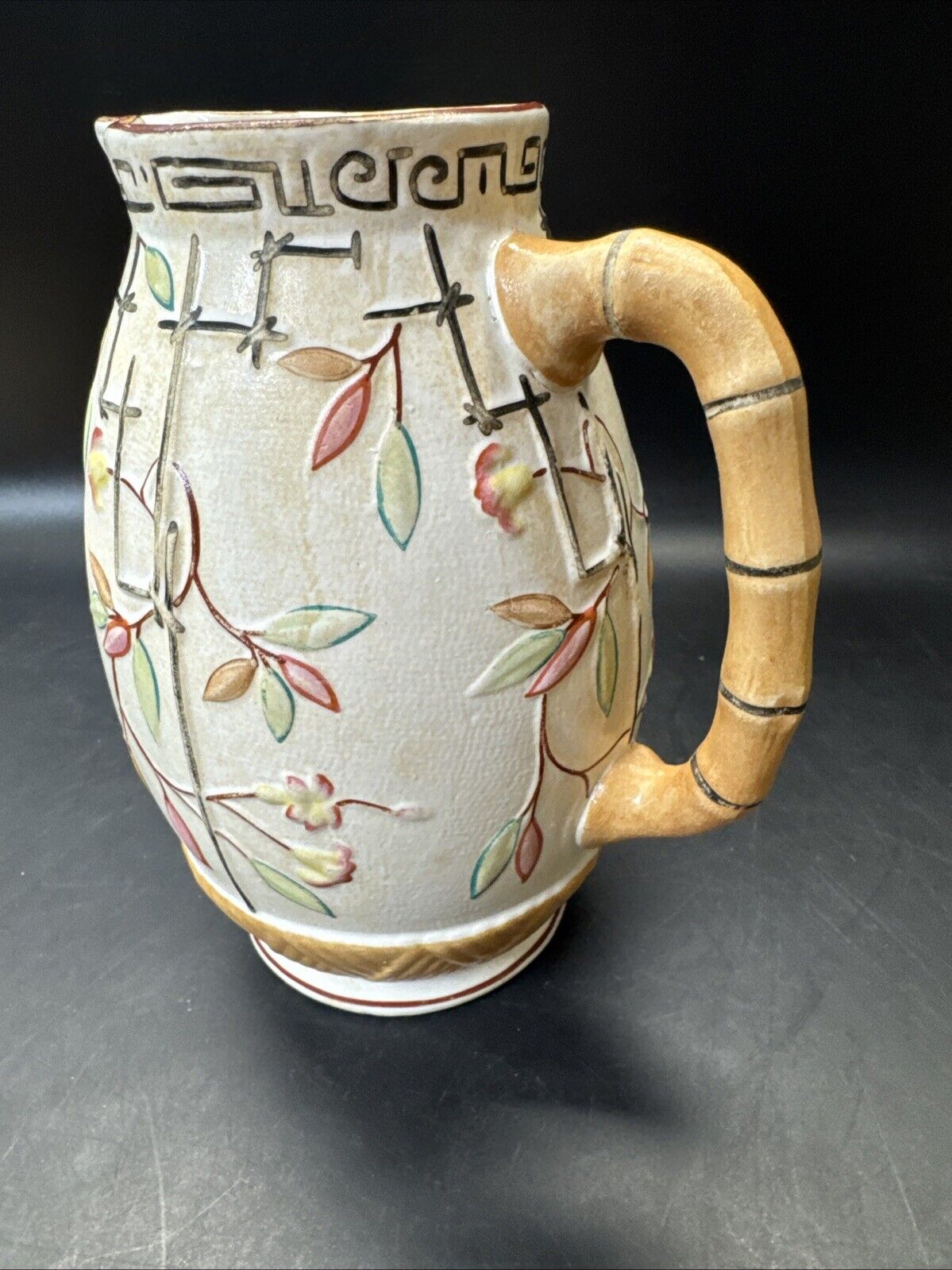 Vintage Pottery Staffordshire Majolica Pitcher 7”