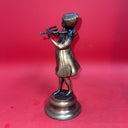 Brass Statues Figurines Boy And Girl Playing The Flute & Violin