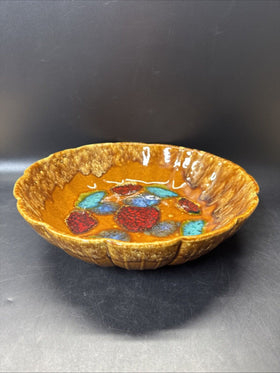 Vintage McCoy Pottery Large Colorful Drip Glaze Bowl #916