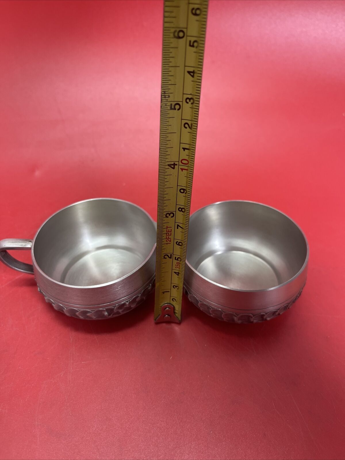 Oslo Pewter textured Cream and Sugar Set w/ Tray.  Perletinn design from Norway.