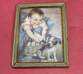 Antique - Loretta Patten "Little Friends" Print & Flower Pot, Lot 2