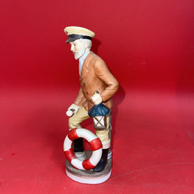 Vintage Sea Captain Holding Telescope & A Lantern 8" Bisque Porcelain Figurine