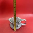 Vintage Asian Tea Set Teapot Cups Flowers Bridge Scene China Japan