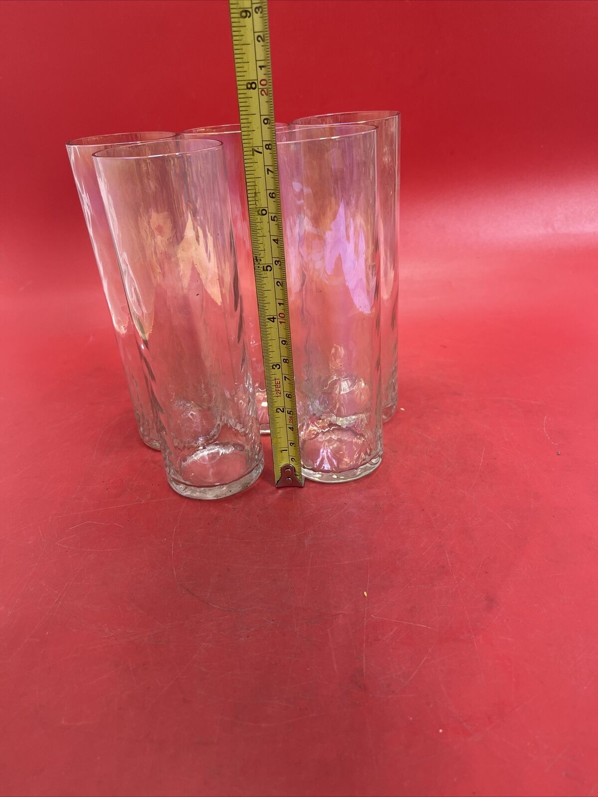 SET OF 5 CLEAR GLASS VINTAGE JUICE GLASSES 7”