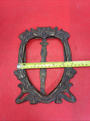 Solid Brass Antique Art Nouveau Heart Shaped Picture Frame 7”x5”