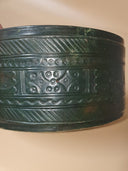 Vintage Leather Over Wood Oval Box 5.25"×3.5"