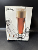 4 Libbey Stockholm 14 oz Pilsner Beer Glasses, Heavy Footed Base- 9 1/4” Tall