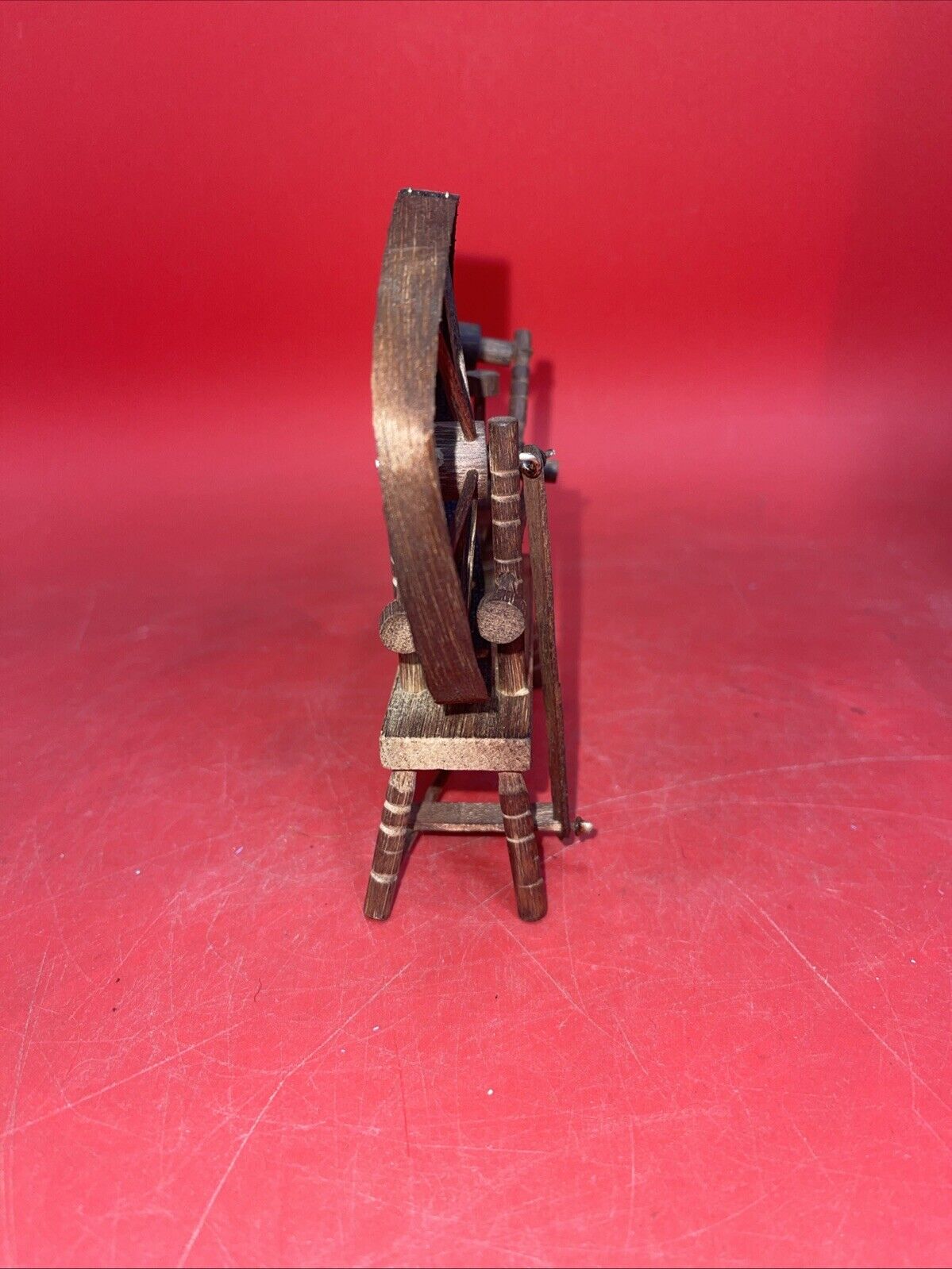 Vintage Miniature Spinning Wheel Wooden Hand Made