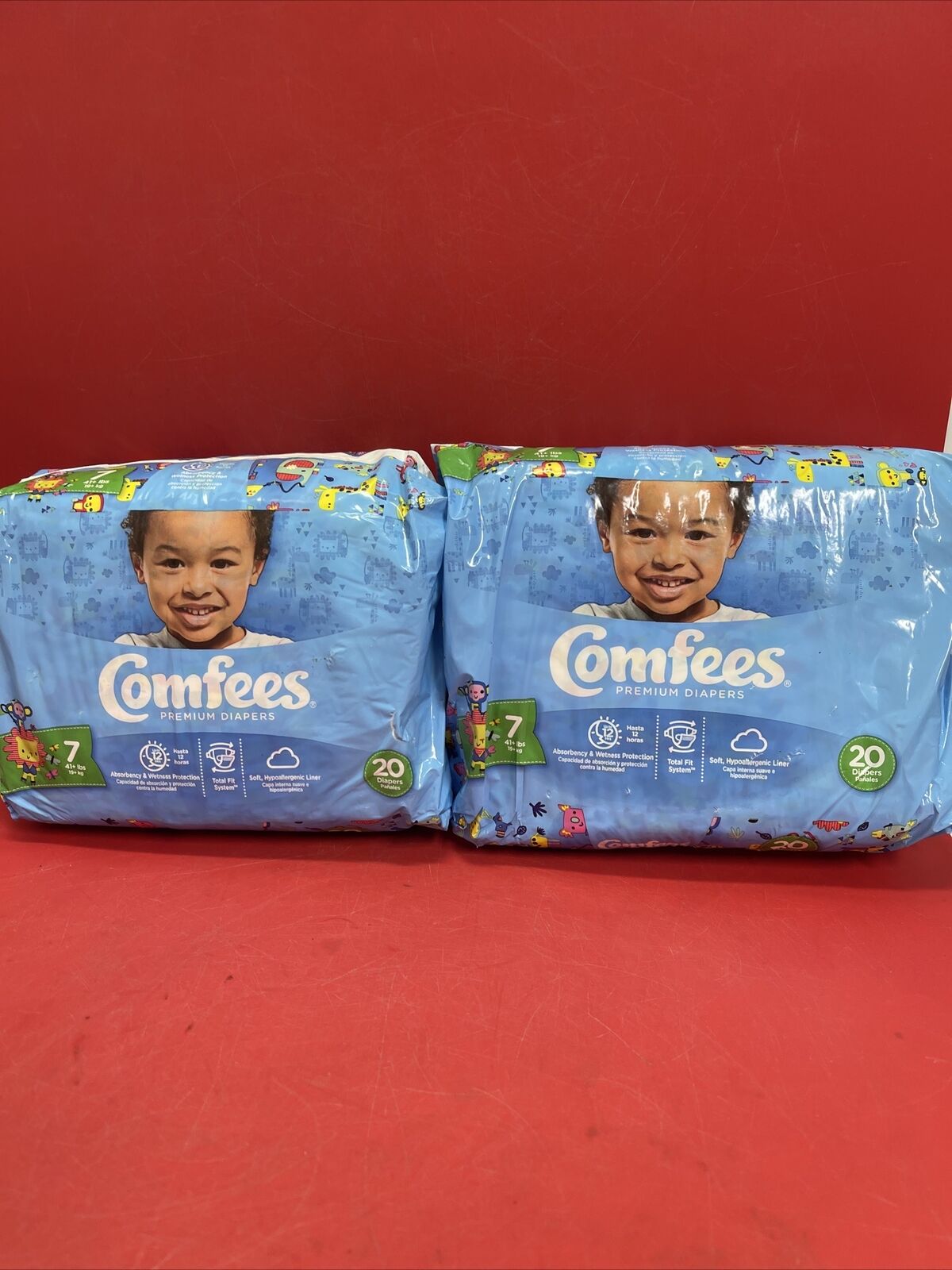 40 Ct Attends Comfees premium baby diapers Size 7 Over 41 lbs. 12 hours