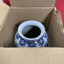 Chinese Asian Blue & White Porcelain Vase Flower Designs