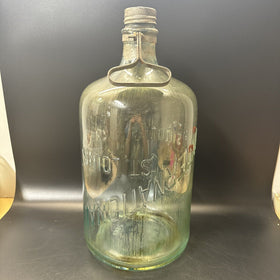 ANTIQUE Vintage Large GLASS BOTTLE International St.Louis With METAL TOP