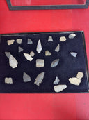 Native American Artifacts Lot 24 w/ Frame Arrowheads Collection 12”x8” Frame #6