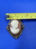 Vintage Avon Gold Tone Cameo Perfume Locket Brooch Pin