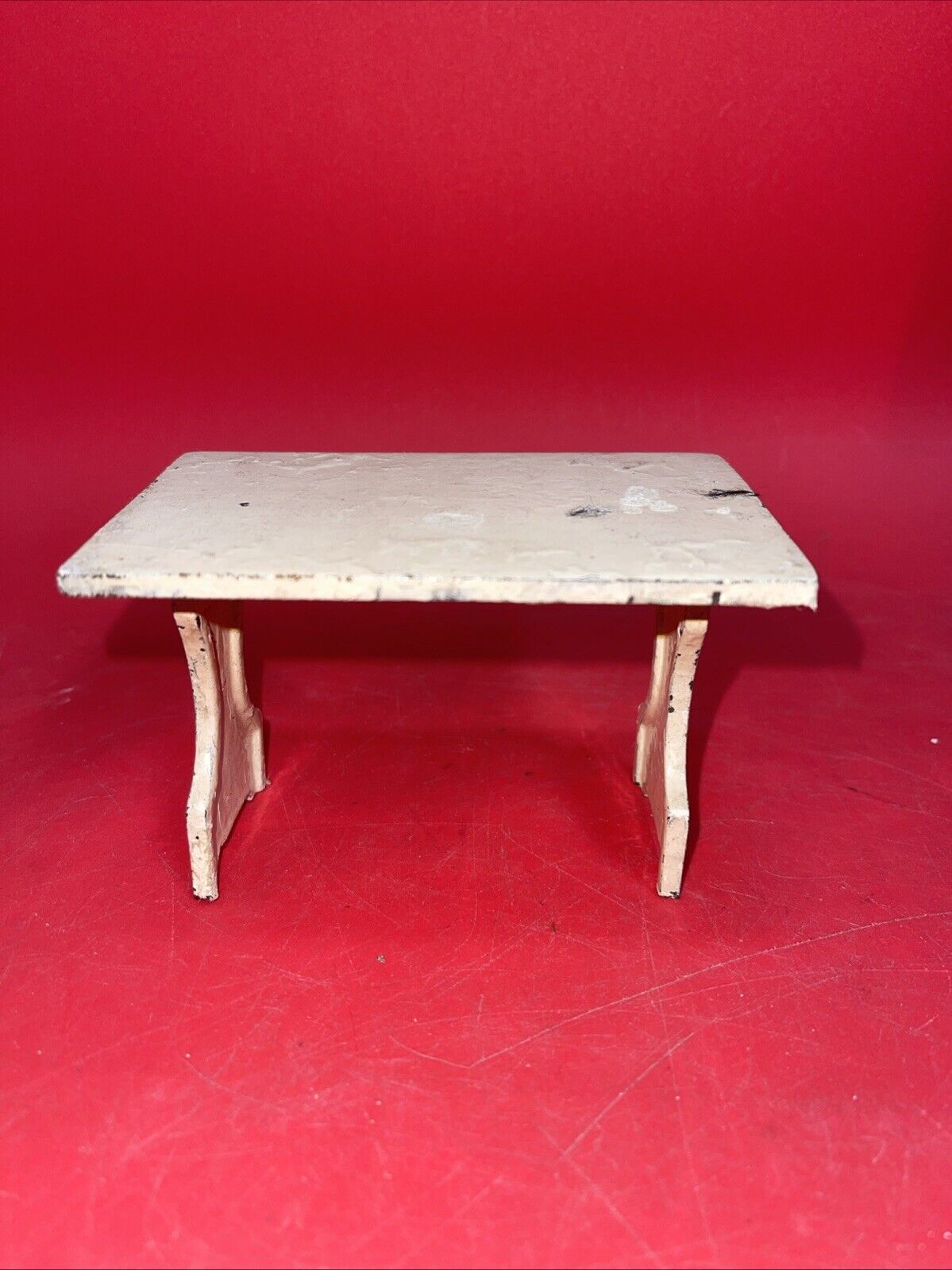 Vintage Aracade Cast Iron Doll House Miniature Table & Bench Chair