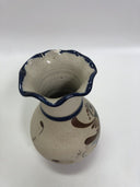 Vintage vase  Tonala Pottery Mexican Folk Art Bird Flowers Sand Stone Signed JC