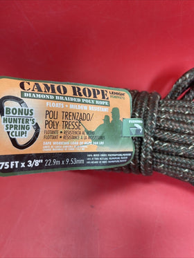 Lehigh SecureLine  - Diamond Braided Poly CAMO ROPE - 75'x3/8" - CMFP875